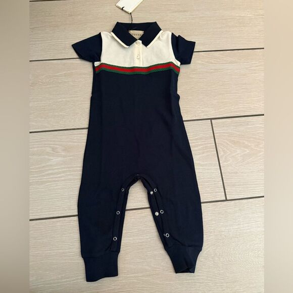 Gucci Other - Brand new with box GUCCI
Contrast-trim stretch-cotton romper 9/12 and 12/18 m